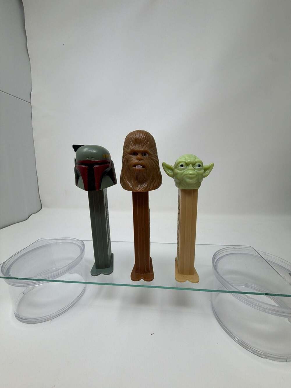 Lot of 3 Vintage 1997 Star Wars PEZ Dispensers - Boba Fett, Chewbacca, and Yoda